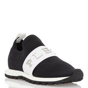 Philipp Plein Black Sneakers with White Strap
